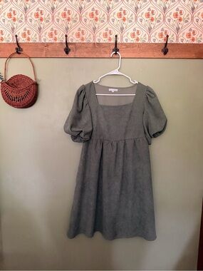 Baltic Born Olive Green Puff Sleeve Mini Dress
